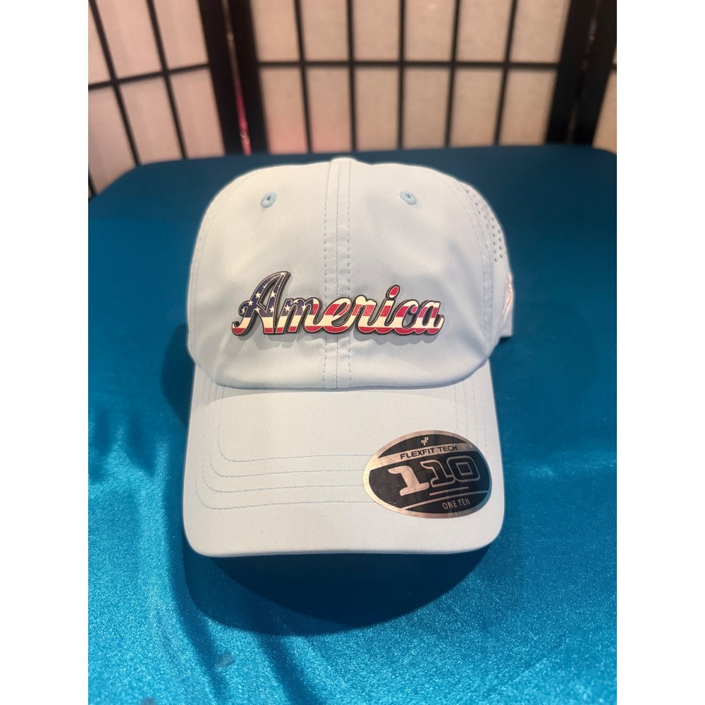 Branded Bills America Script Performance Hat Baby Blue Flexfit 110 USA